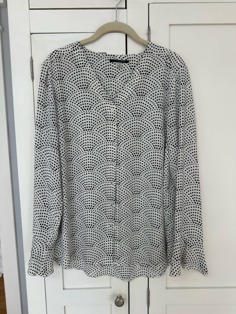 T Tahari Button Front V-neck Blouse
In Black